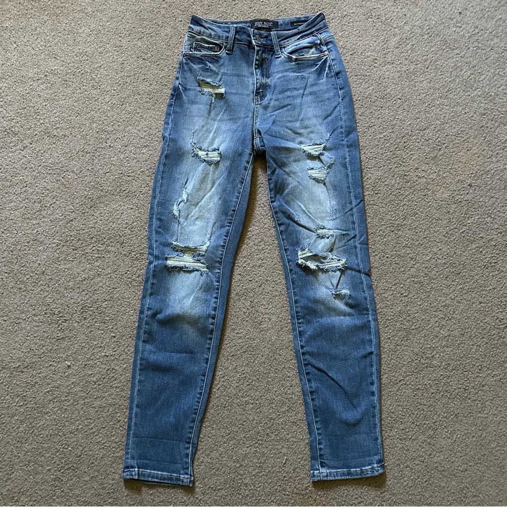Judy Blue Distressed Boyfriend Fit Jeans Sz 0/24 JB88404LT